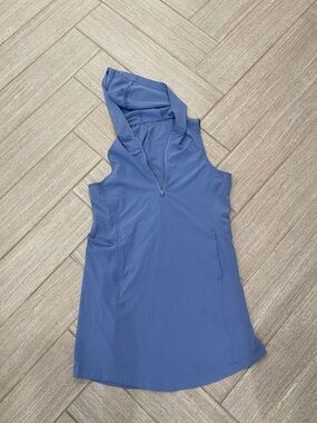 Sleeveless Hooded Swim Cover up/Athletic Dress - Periwinkle Blue